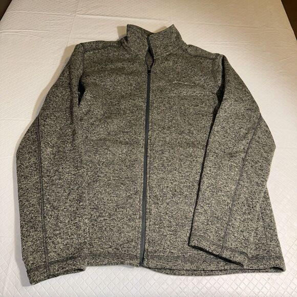 Eddie Bauer Tight-Knit Gray Sweater Full-Zip Cardigan Jacket~ Men's M‎ - Picture 1 of 12